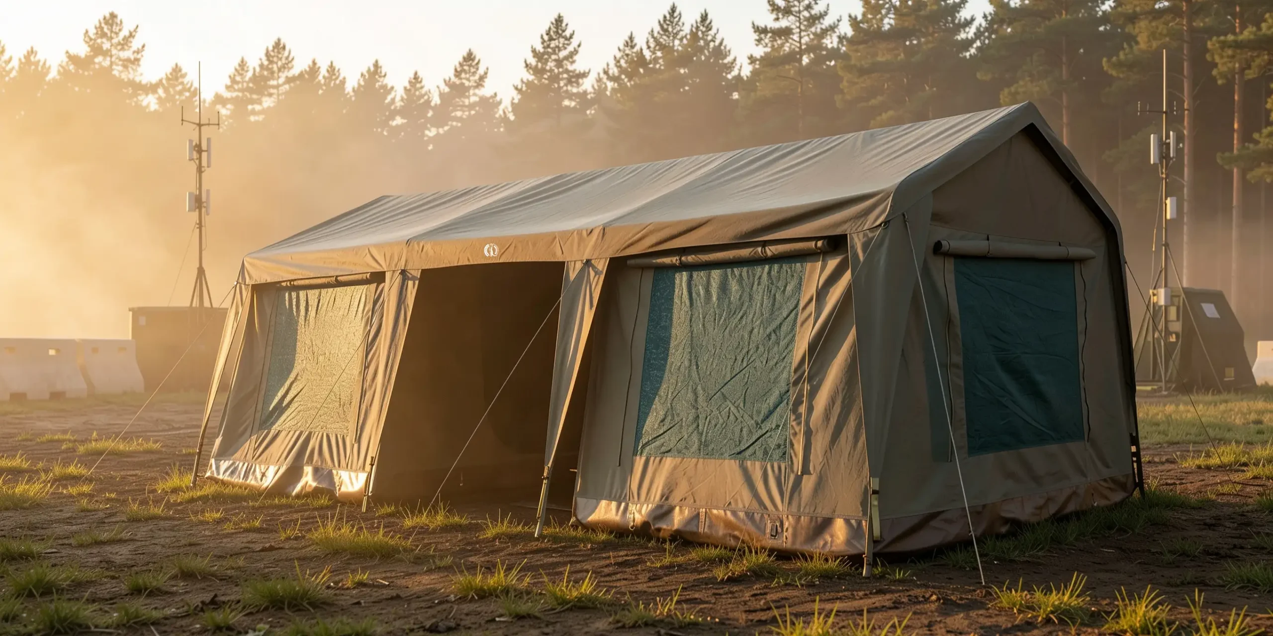 Military grade canvas - Bow tent front view