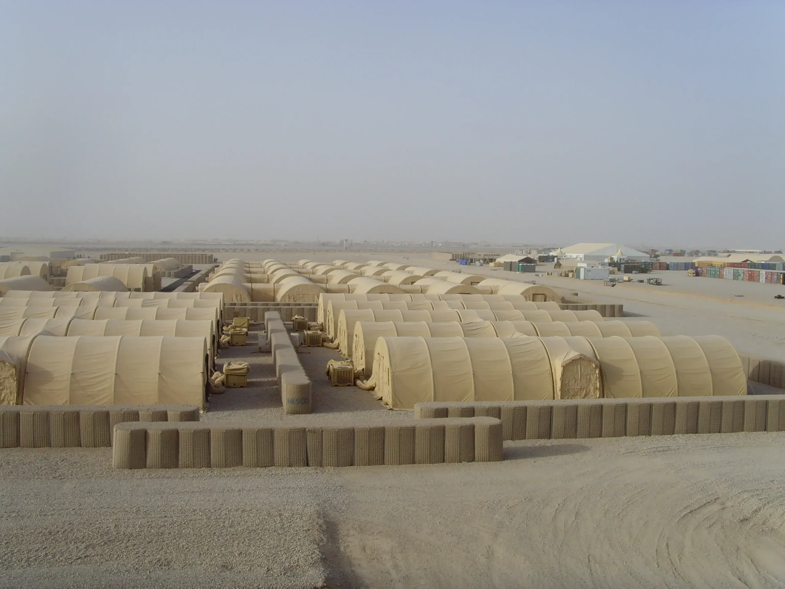 Large-scale military camp deployment